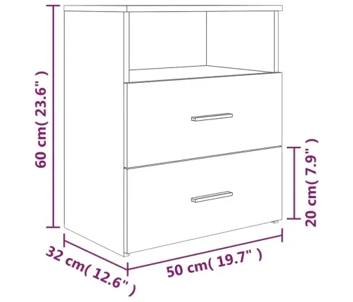 Öökapid 2 Tk, Pruun Tamm, 50 X 32 X 60 Cm