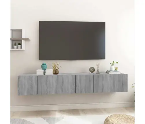 Pakabinamos Tv Spintelės, 3Vnt., Pilkos, 60X30X30cm Mediena