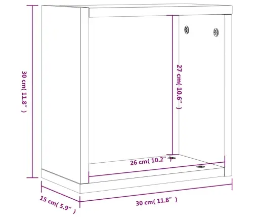 Wall Cube Lentynos 2 Vnt Rudas Ąžuolas 30X15X30 Cm