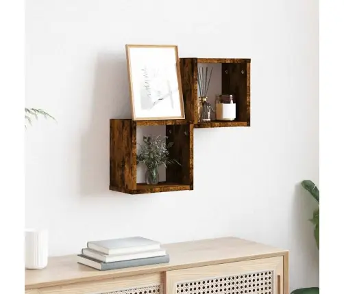 Sieninės Lentynos 2 Pcs Rūkyta Ąžuolas 26 X 15 X 26 Cm