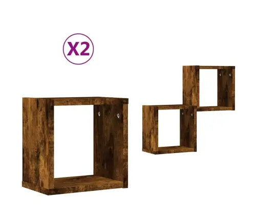 Sieninės Lentynos 2 Pcs Rūkyta Ąžuolas 26 X 15 X 26 Cm
