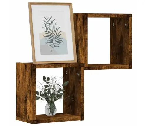 Sieninės Lentynos 2 Pcs Rūkyta Ąžuolas 26 X 15 X 26 Cm