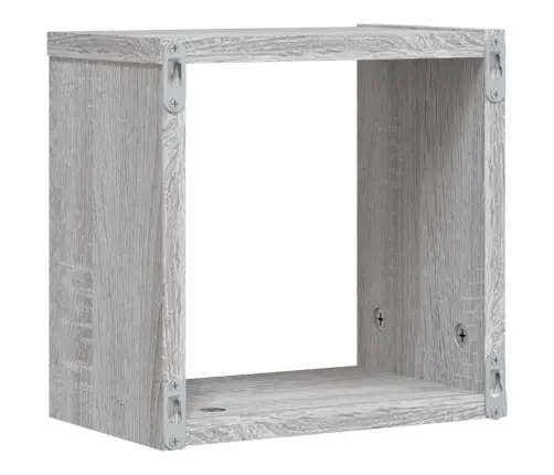 Sieninės Lentynos 2 Pcs Pilka 26 X 15 X 26 Cm Apdirbta Mediena