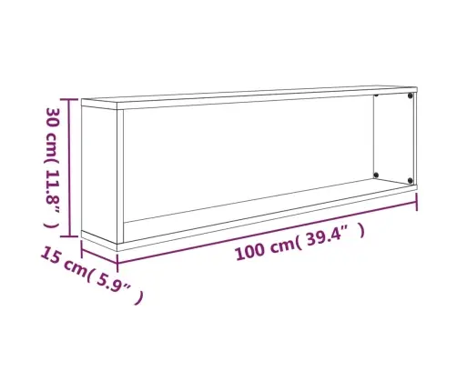 Sieninės Lentynos, 4Vnt., Dūminio Ąžuolo, 100X15X30cm Mediena