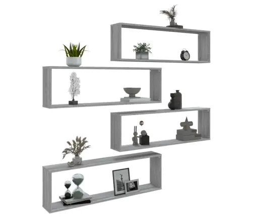 Seina Kuubikriiulid 4, Hall Sonoma Tamm, 100X15X30 Cm Tehispuit