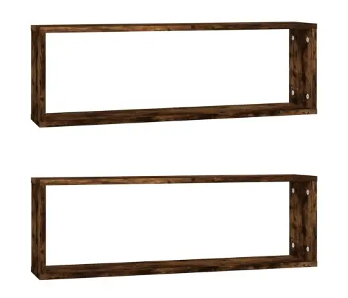 Sieninės Lentynos, 2Vnt., Dūminio Ąžuolo, 80X15X26,5cm Mediena