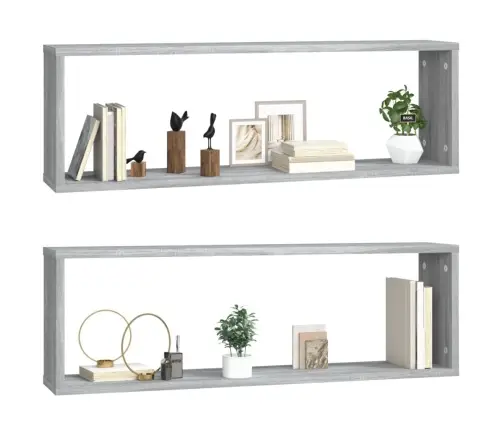 Sienas Plaukti, 2 Gab., Pelēcīga Ozolkoka, 80X15X26,5 Cm Vidaxl