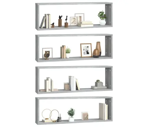 Sienas Plaukti, 4 Gab., Pelēcīga Ozolkoka, 80X15X26,5 Cm Vidaxl