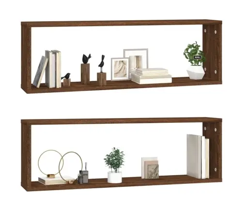 Sienas Plaukti, 2 Gb., Brūna Ozolkoka, 80X15X26,5 Cm Vidaxl