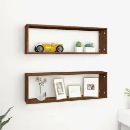 Sienas Plaukti, 2 Gb., Brūna Ozolkoka, 80X15X26,5 Cm Vidaxl