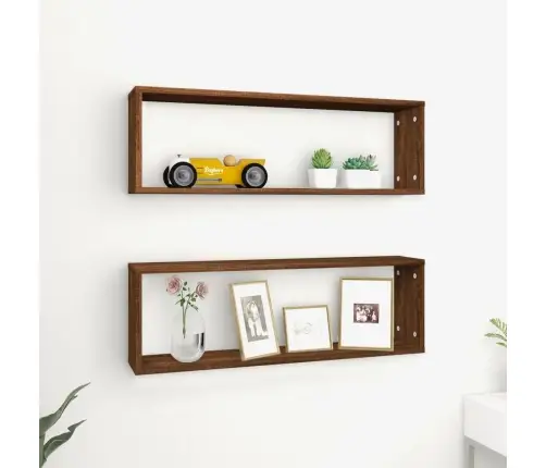 Sienas Plaukti, 2 Gb., Brūna Ozolkoka, 80X15X26,5 Cm Vidaxl