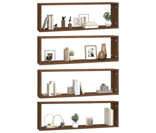 Sienas Plaukti, 4 Gb., Brūna Ozolkoka, 80X15X26,5 Cm Vidaxl