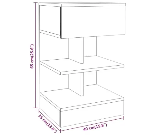 Naktsskapītis, Ozolkoka Krāsa, 40X35X65 Cm, Inženierijas Koks Vidaxl