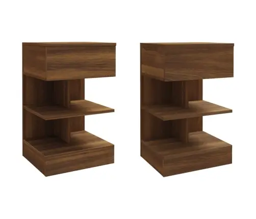 Naktsskapīši, 2 Gab., Brūni, 40X35X65 Cm, Inženierijas Koks Vidaxl