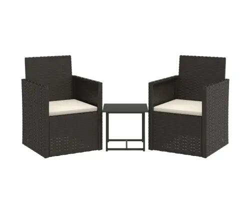 3-Osaline Aiamööbli Komplekt Patjadega, Must, Polürotang