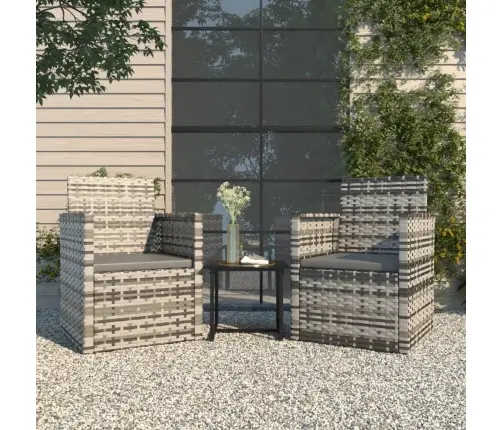 3-Daļīgs Āra Atpūtas Mēbeļu Komplekts Ar Matračiem, Pelēks Pe Vidaxl