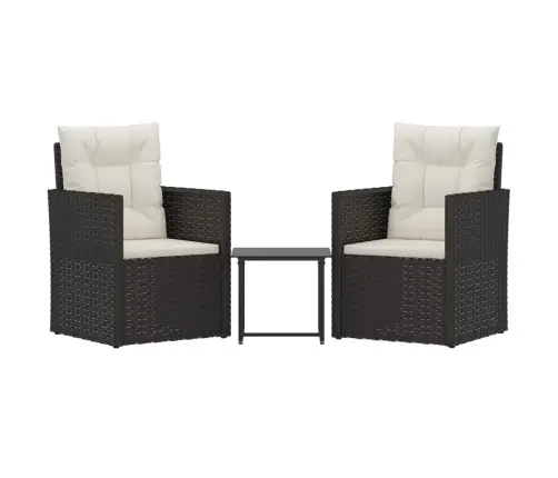 Lauko Komplektas Su Pagalvėlėmis, 3 Dalių, Juodas, Poliratanas