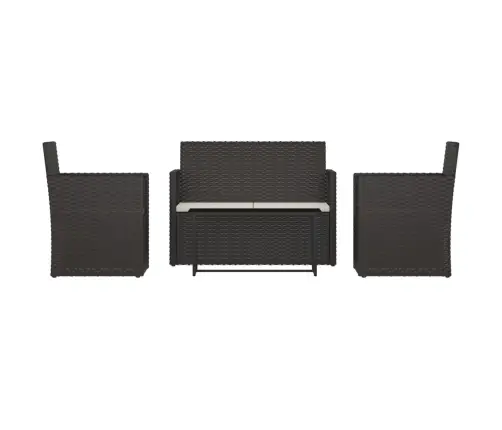 4-Daļīgs Āra Atpūtas Mēbeļu Komplekts Ar Matračiem, Pe, Melns Vidaxl