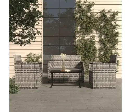 4-Osaline Aiamööblikomplekt Patjadega, Polürotang, Hall