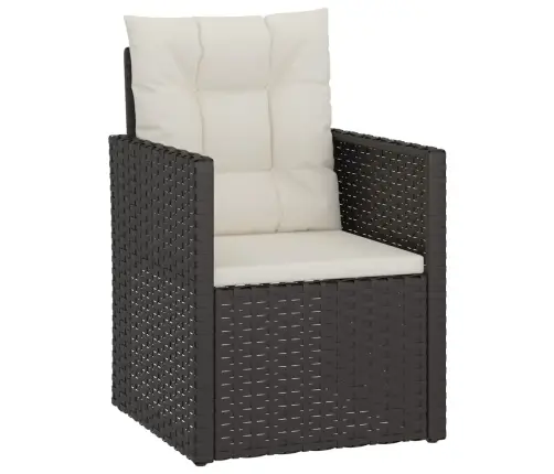 4-Osaline Aiamööblikomplekt Patjadega, Polürotang, Must