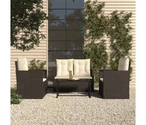 4-Osaline Aiamööblikomplekt Patjadega, Polürotang, Must