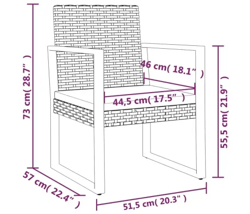 3-Daļīgs Dārza Atpūtas Mēbeļu Komplekts, Melna Pe Rotangpalma Vidaxl