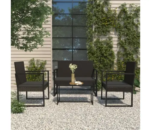 4-Daļīgs Dārza Atpūtas Mēbeļu Komplekts Ar Matračiem, Melns Pe Vidaxl