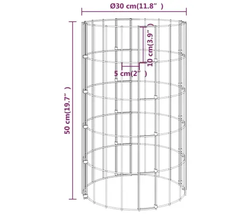 Gabions, Stabs, Apaļš, Cinkots Tērauds, Ø30X50 Cm Vidaxl