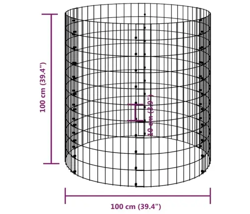 Gabions, Stabs, Apaļš, Cinkots Tērauds, Ø100X100 Cm Vidaxl
