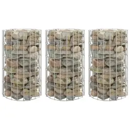 Gabioni, Puķu Kastes, 3 Gab., Apaļi, Cinkots Tērauds, Ø30X50 Cm Vidaxl