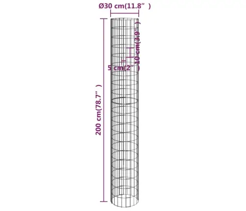 Gabioni/Puķu Kastes, 4 Gab., Apaļi, Ø30X50/100/150/200 Cm Vidaxl