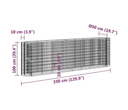 Gabiono Lovelis, 330X50X100cm Galvanizuota Geležis, Aukštas