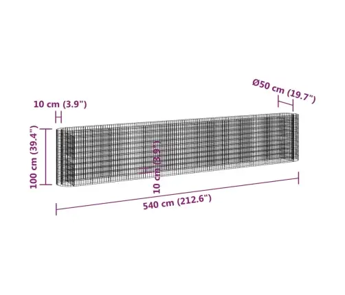 Gabions, Augstā Puķu Kaste, Cinkota Dzelzs, 540X50X100 Cm Vidaxl