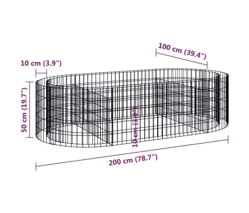 Gabioon Taimelava, Tsingitud Raud, 200 X 100 X 50 Cm