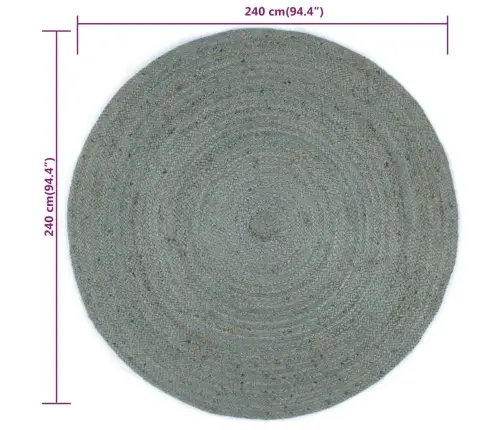 Paklājs, 240 Cm, Roku Darbs, Apaļš, Džuta, Olīvu Zaļš Vidaxl