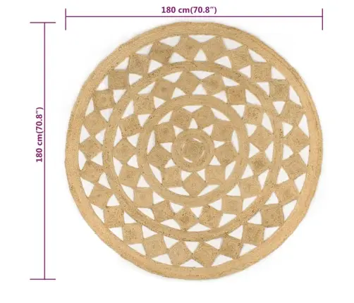 Pīts Paklājs, 180 Cm, Džuta, Roku Darbs Vidaxl