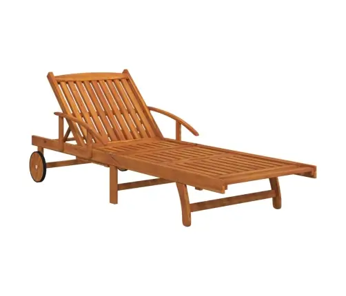 2-Daļīgs Sauļošanās Zviļņu Komplekts Ar Galdiņu, Akācijas Koks  Vidaxl