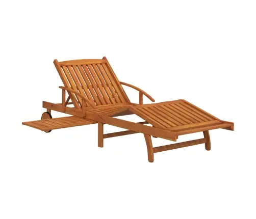 2-Daļīgs Sauļošanās Zviļņu Komplekts Ar Galdiņu, Akācijas Koks  Vidaxl