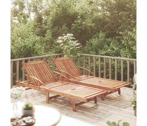 Sauļošanās Zvilņi, 2 Gab., Balti, Akācijas Masīvkoks Vidaxl