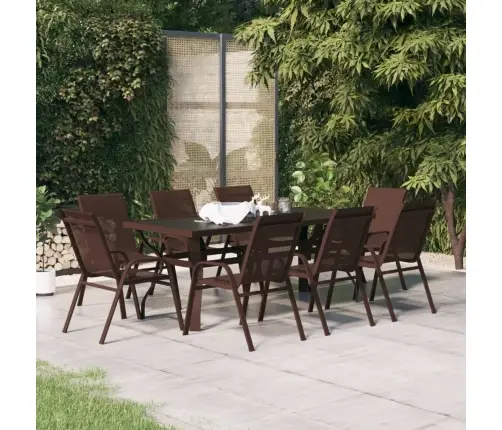 9-Osaline Aiamööblikomplekt, Pruun Ja Must