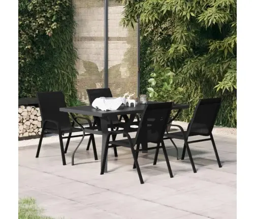 Sodo Valgomojo Baldų Komplektas, 5 Dalių, Juodos Spalvos