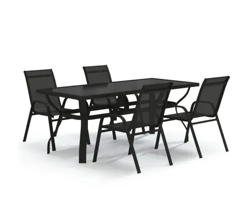 5-Osaline Aiamööbli Komplekt, Must