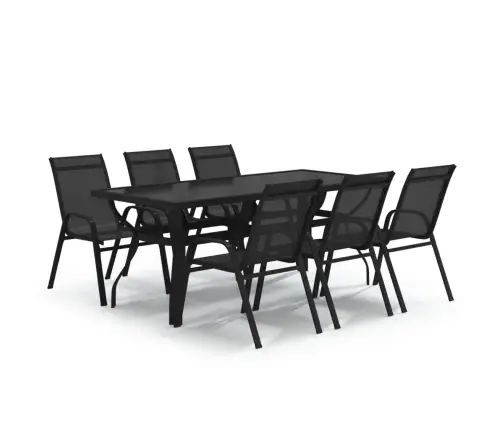 7-Osaline Aiamööbli Komplekt, Must