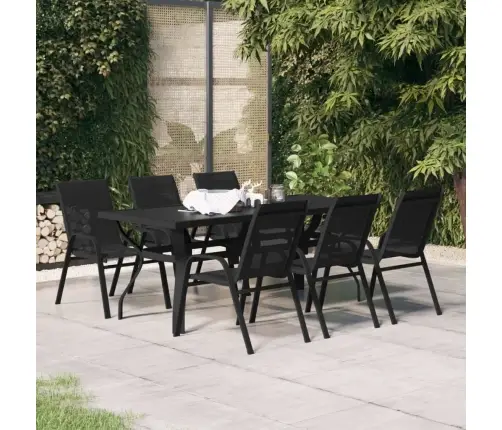 7-Osaline Aiamööbli Komplekt, Must