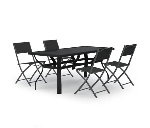 5-Osaline Aiamööblikomplekt, Hall Ja Must