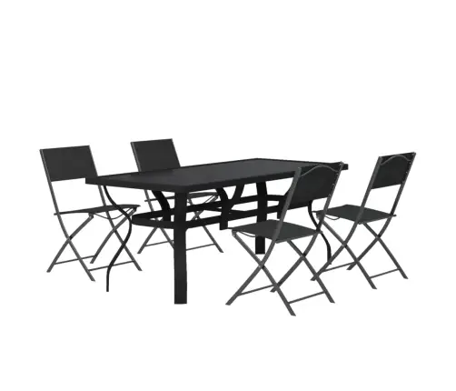 5-Osaline Aiamööblikomplekt, Hall Ja Must