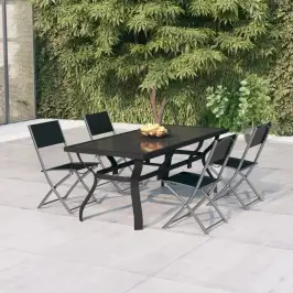 5-Daļīgs Dārza Mēbeļu Komplekts, Pelēks, Melns Vidaxl