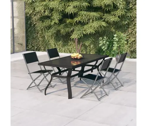 5-Osaline Aiamööblikomplekt, Hall Ja Must