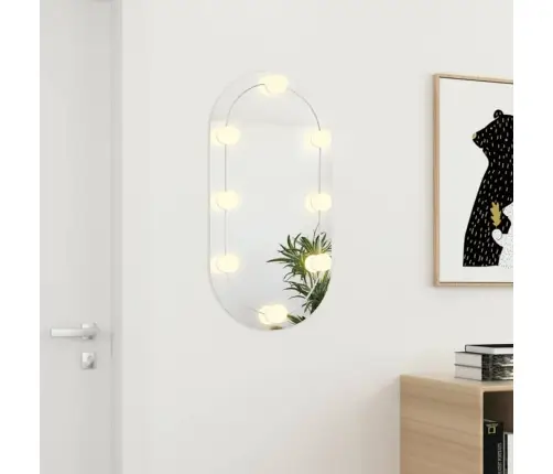 Veidrodis Su Led Lemputėmis, 80X40cm Stiklas, Ovalo Formos