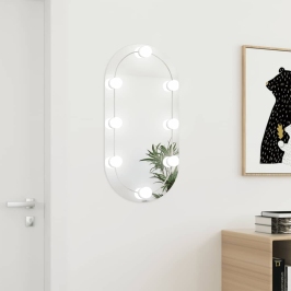 Spogulis Ar Led Gaismām, 80X40 Cm, Stikls, Ovāls Vidaxl